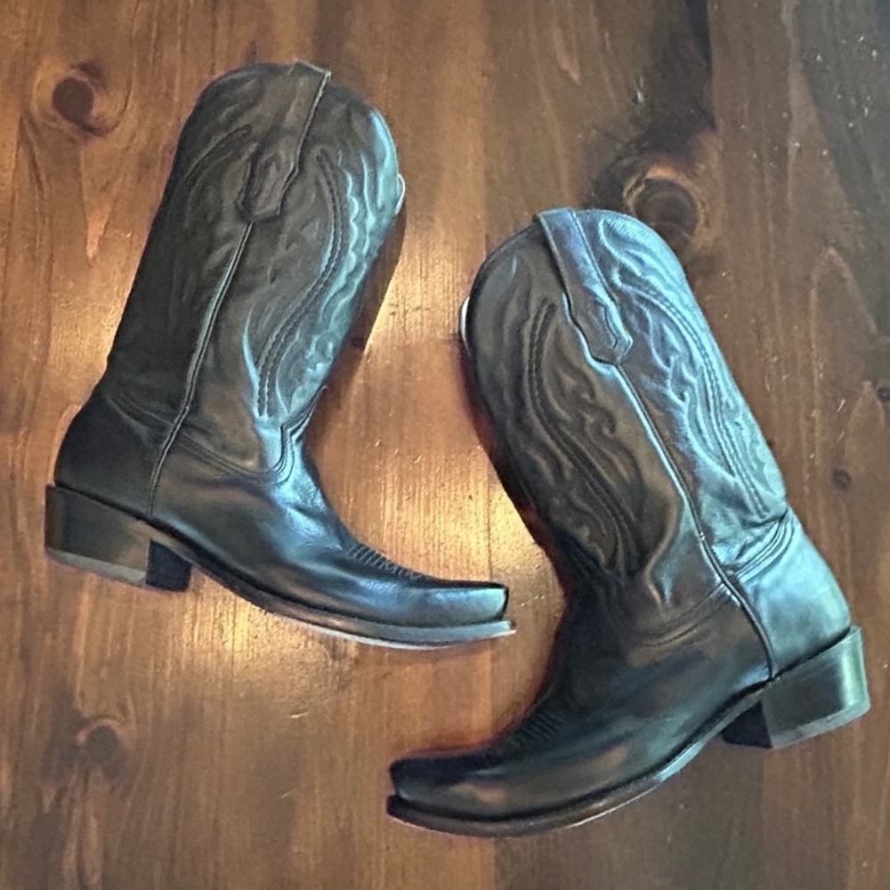 Corral Western Cowboy Boots Mens 12 D Black Snip Toe Leather Southwestern Ranch